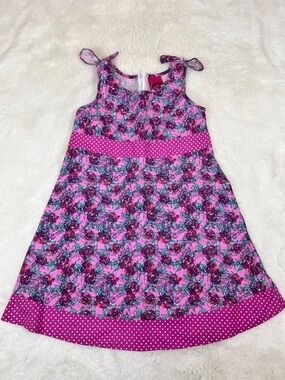 Vintage Aviva Girls Dress Floral With Polka Dots in Purple Girls Size 6